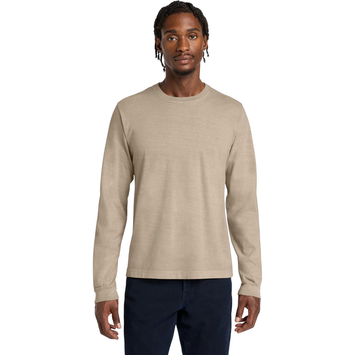 Bella+Canvas Heavyweight Garment-Dyed Long Sleeve Tee in Khaki — custom branded by Motive