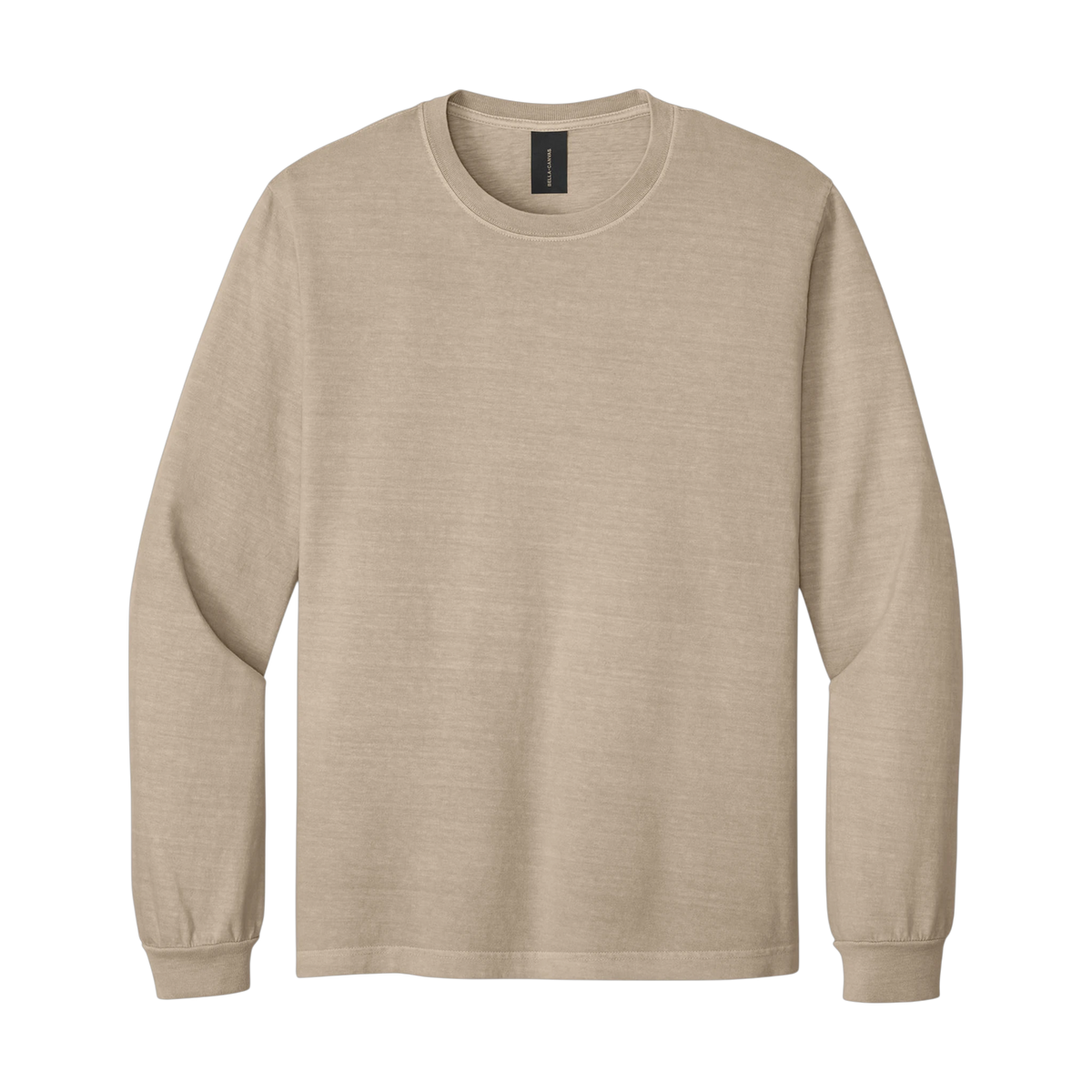 Bella+Canvas Heavyweight Garment-Dyed Long Sleeve Tee in Khaki — custom branded by Motive