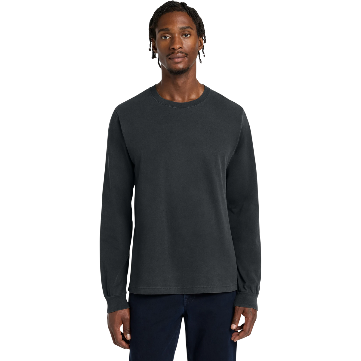 BELLA+CANVAS Heavyweight Garment-Dyed Long Sleeve Tee in Washed Black