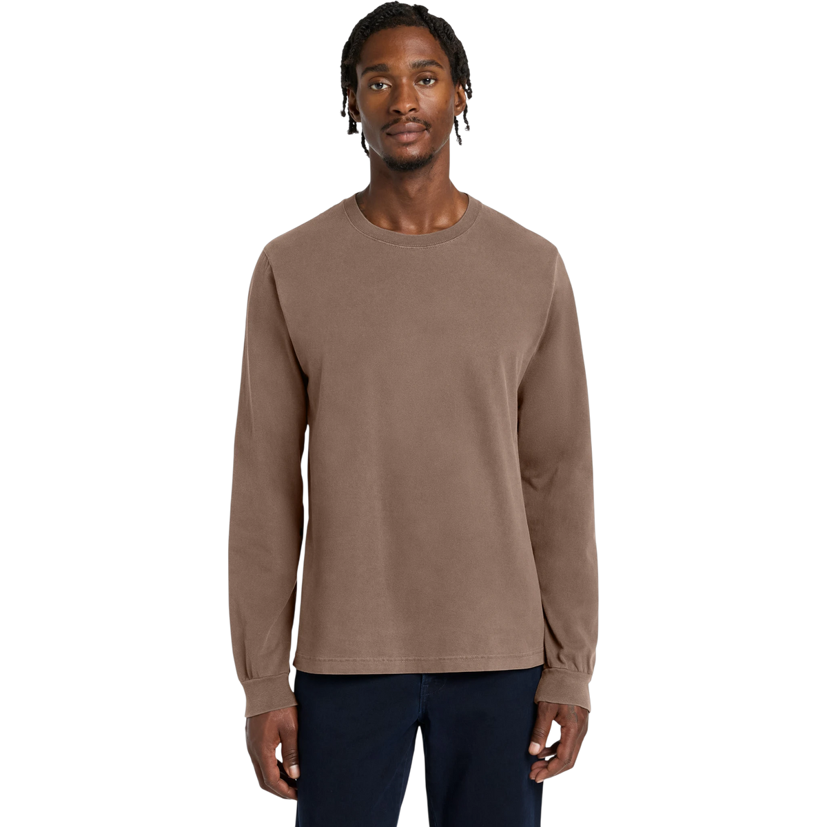 BELLA+CANVAS Heavyweight Garment-Dyed Long Sleeve Tee in Washed Cocoa