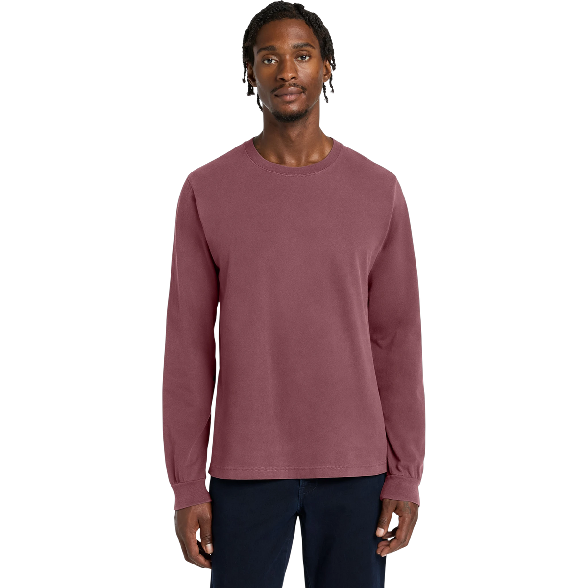Bella+Canvas Heavyweight Garment-Dyed Long Sleeve Tee in Washed Maroon — custom branded by Motive