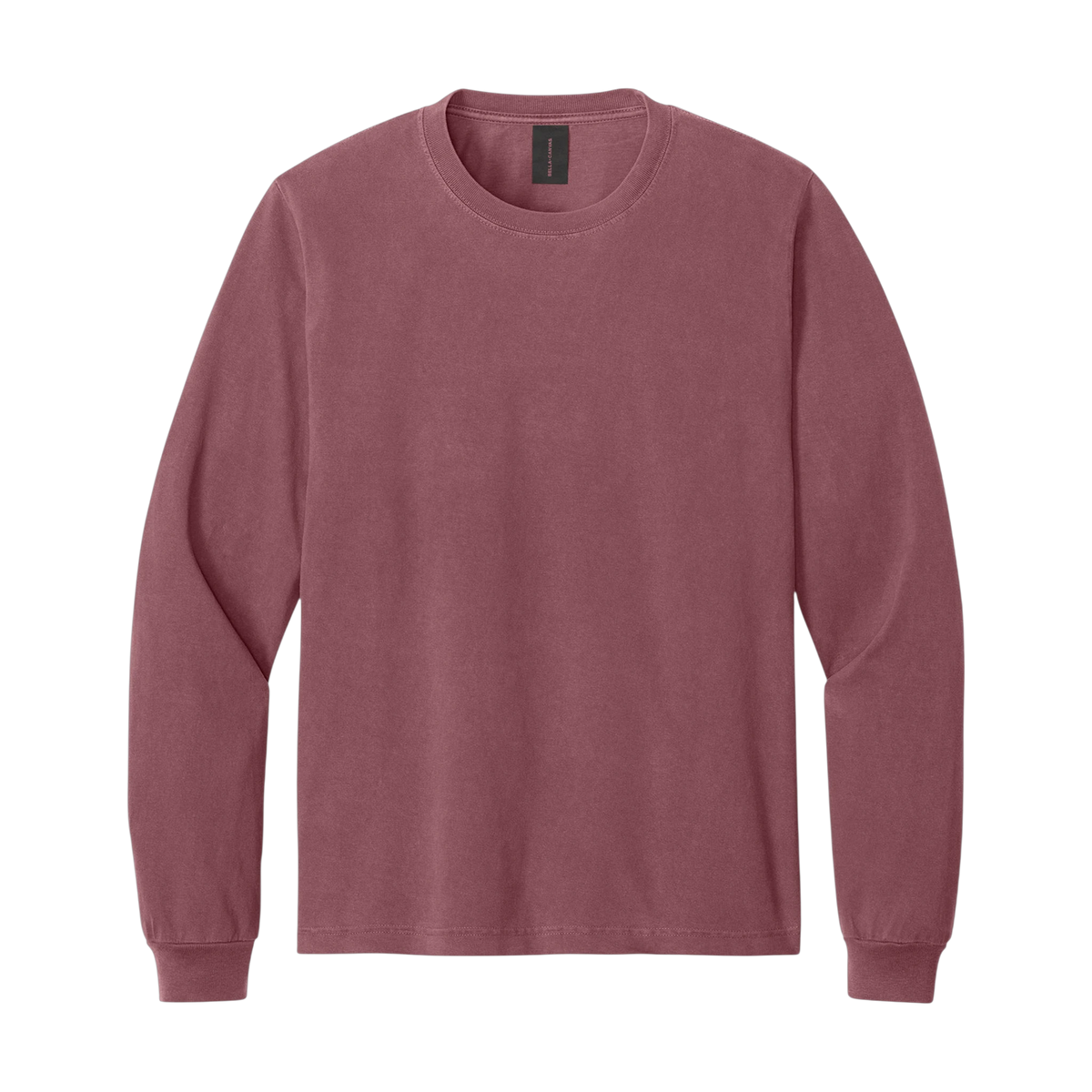 Bella+Canvas Heavyweight Garment-Dyed Long Sleeve Tee in Washed Maroon — custom branded by Motive