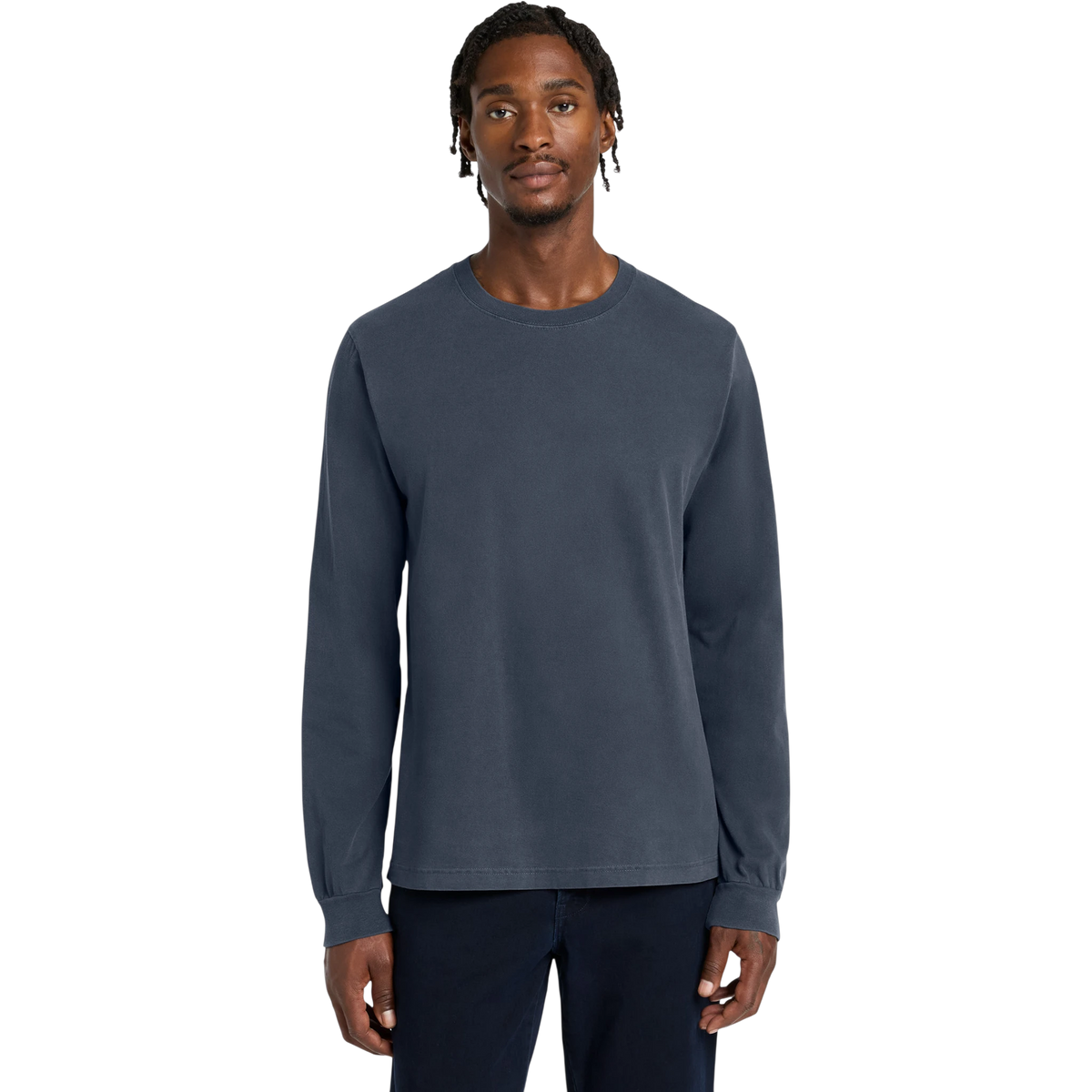 BELLA+CANVAS Heavyweight Garment-Dyed Long Sleeve Tee in Washed Navy