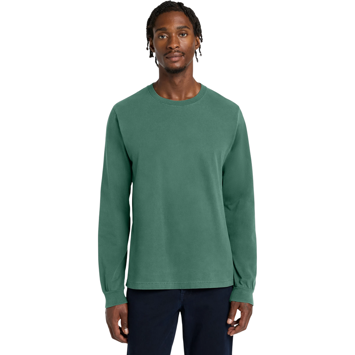 Bella+Canvas Heavyweight Garment-Dyed Long Sleeve Tee in Washed Pine — custom branded by Motive