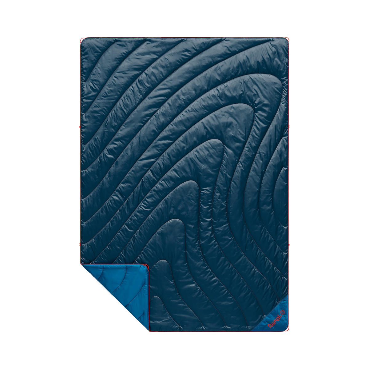 Rumpl Original Puffy Blanket in Deepwater — custom branded by Motive