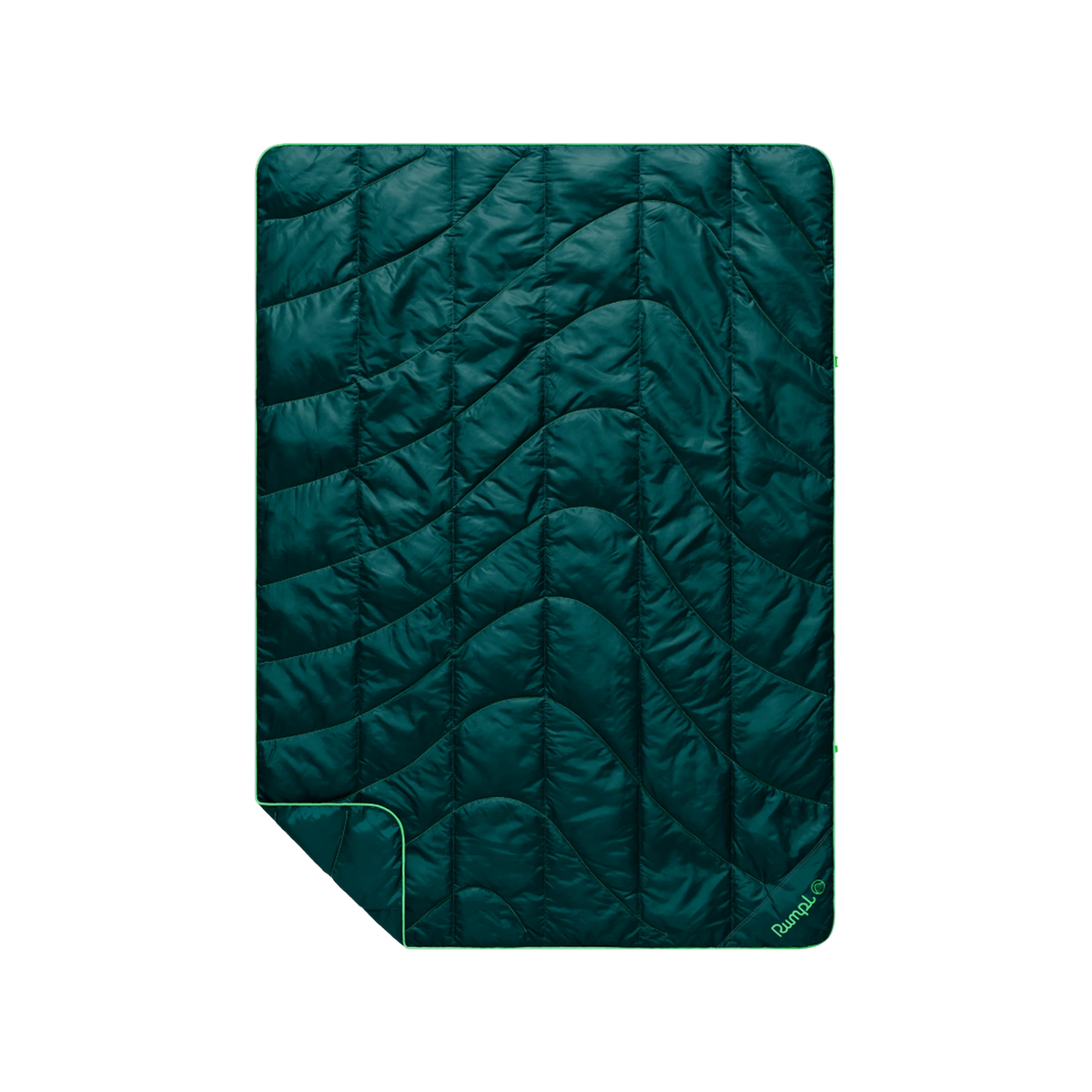 Rumpl Travel Puffy Blanket in Sea Moss — custom branded by Motive