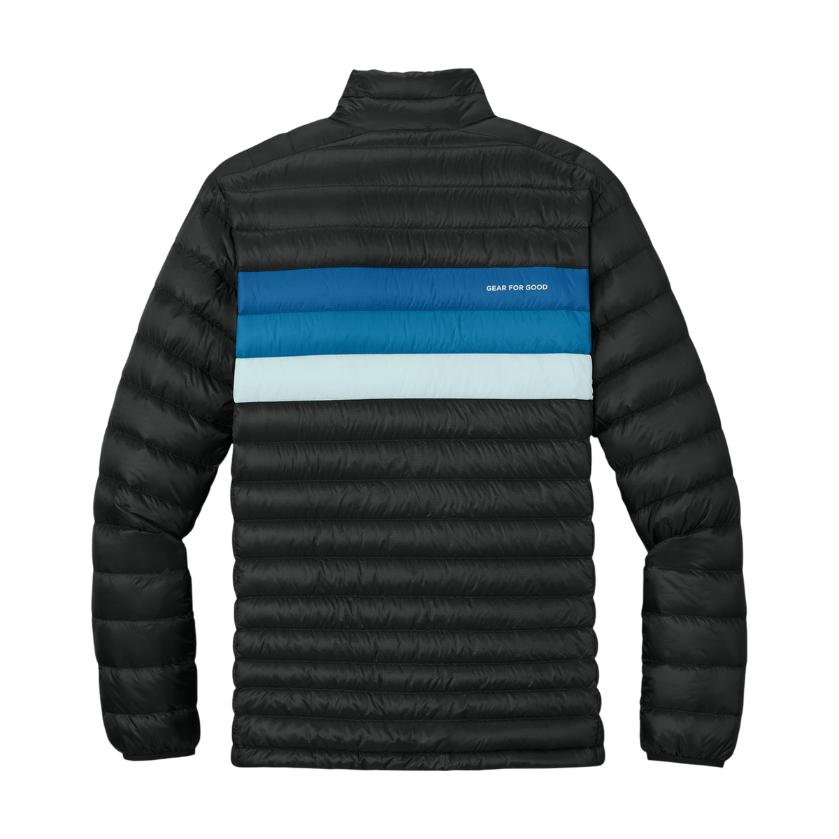 Cotopaxi Fuego Down Jacket in Black/ Atlantic — custom branded by Motive