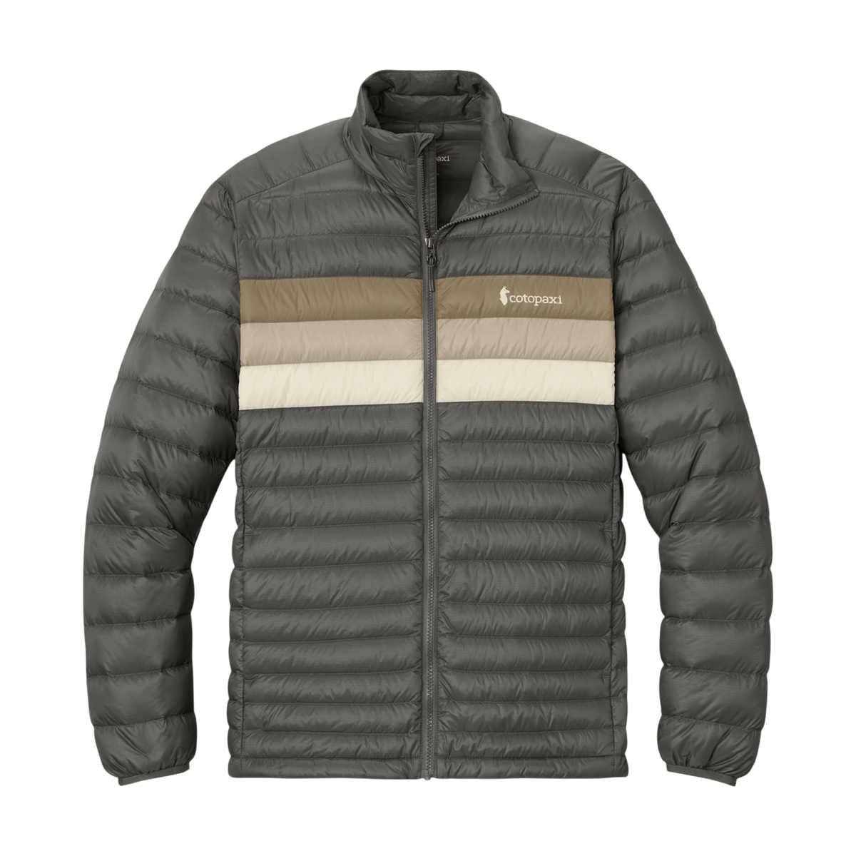 Cotopaxi Fuego Down Jacket in Cinder/ Desert — custom branded by Motive