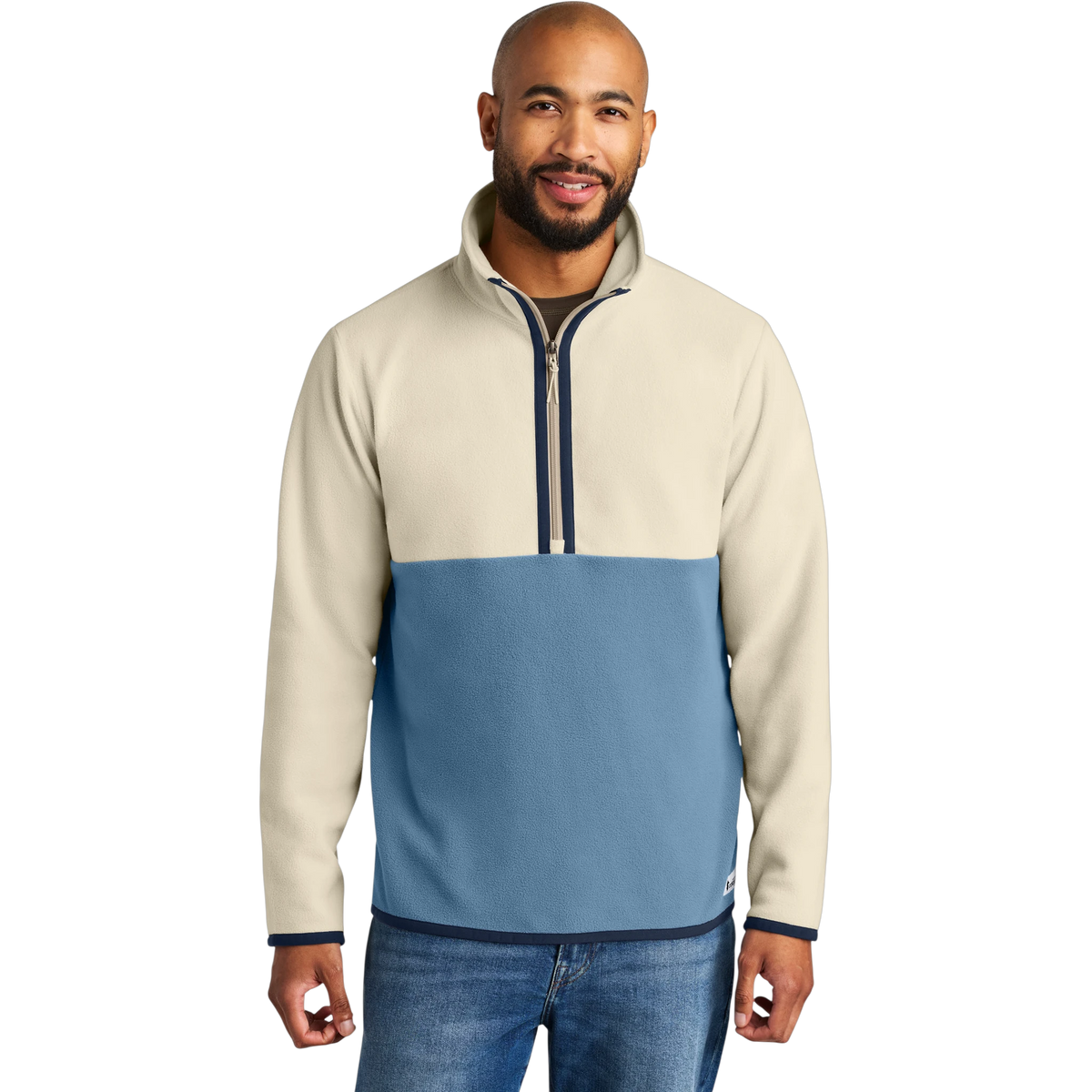 Cotopaxi Amado 1/2-Zip Fleece in Cream/ Fjord — custom branded by Motive