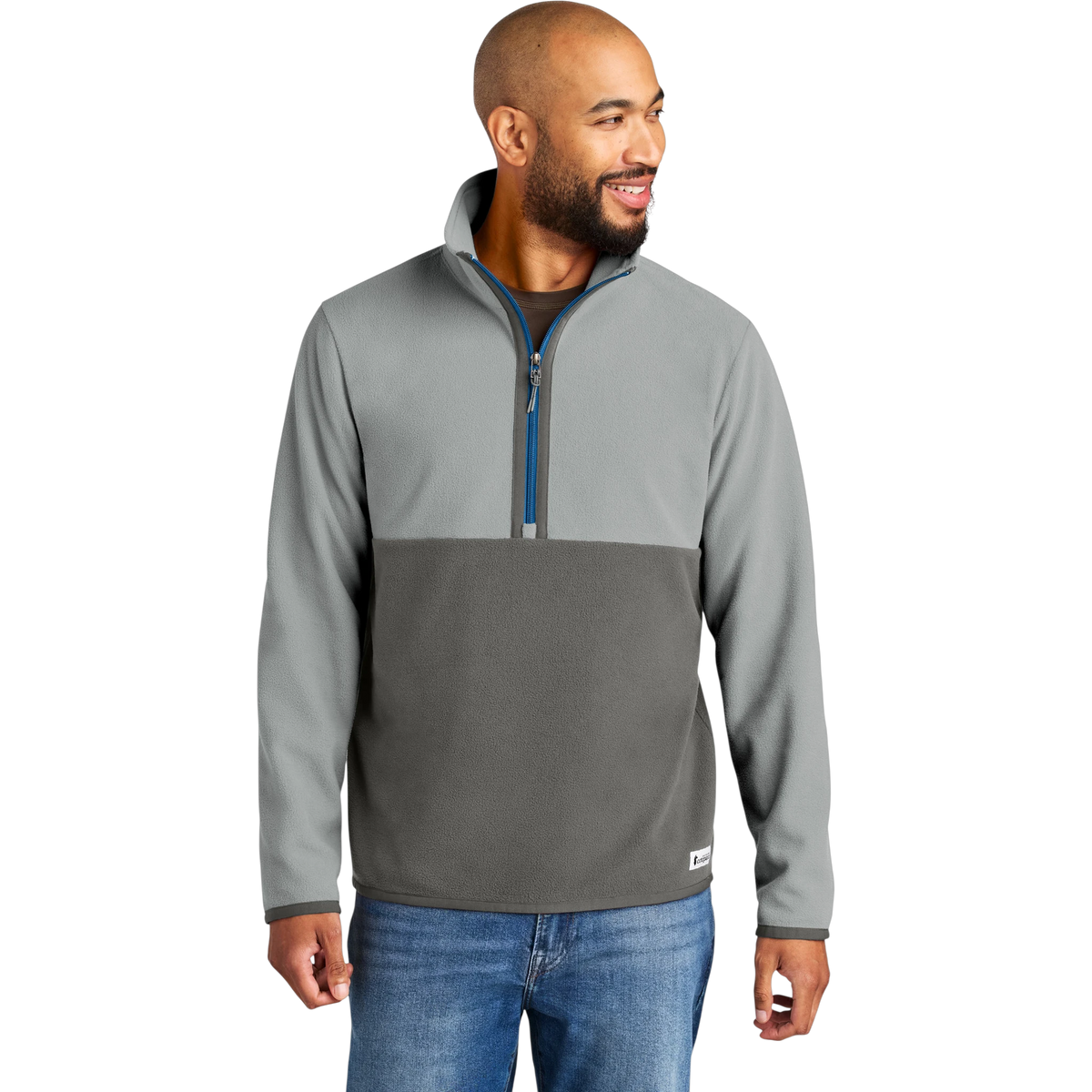 Cotopaxi Amado 1/2-Zip Fleece in Smoke/ Cinder — custom branded by Motive