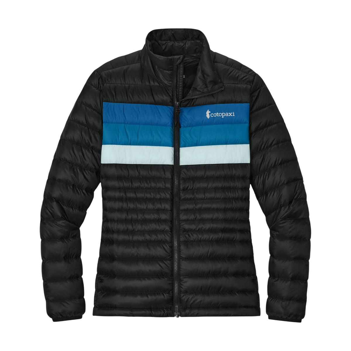 Cotopaxi Women's Fuego Down Jacket in Black/ Atlantic — custom branded by Motive