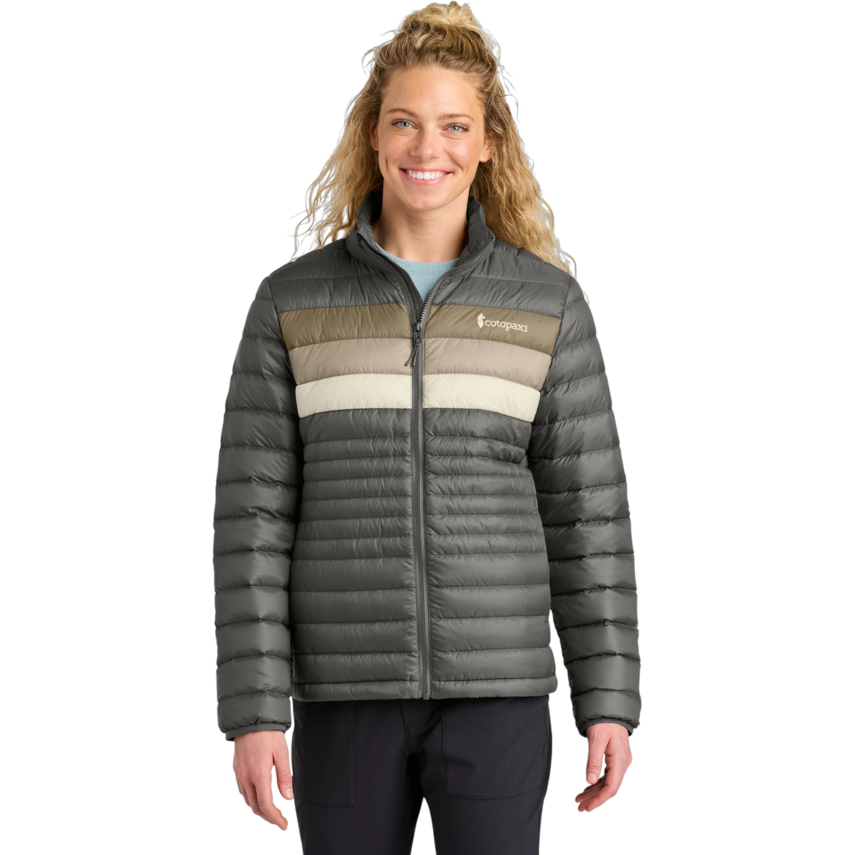 Cotopaxi Women's Fuego Down Jacket in Cinder/ Desert — custom branded by Motive
