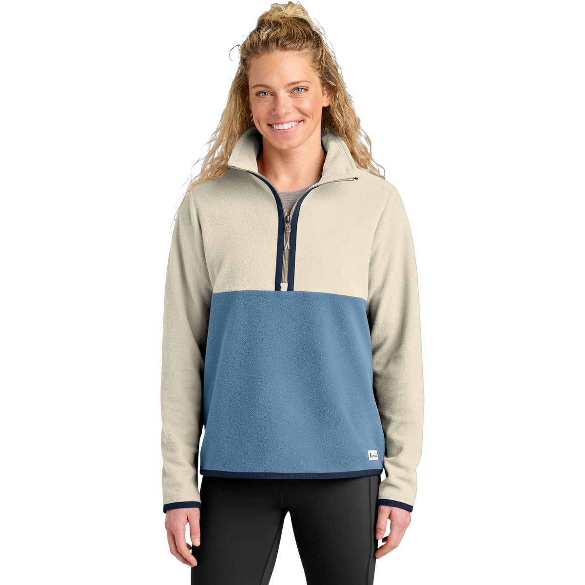 Cotopaxi Women's Amado 1/2-Zip Fleece in Cream/ Fjord — custom branded by Motive