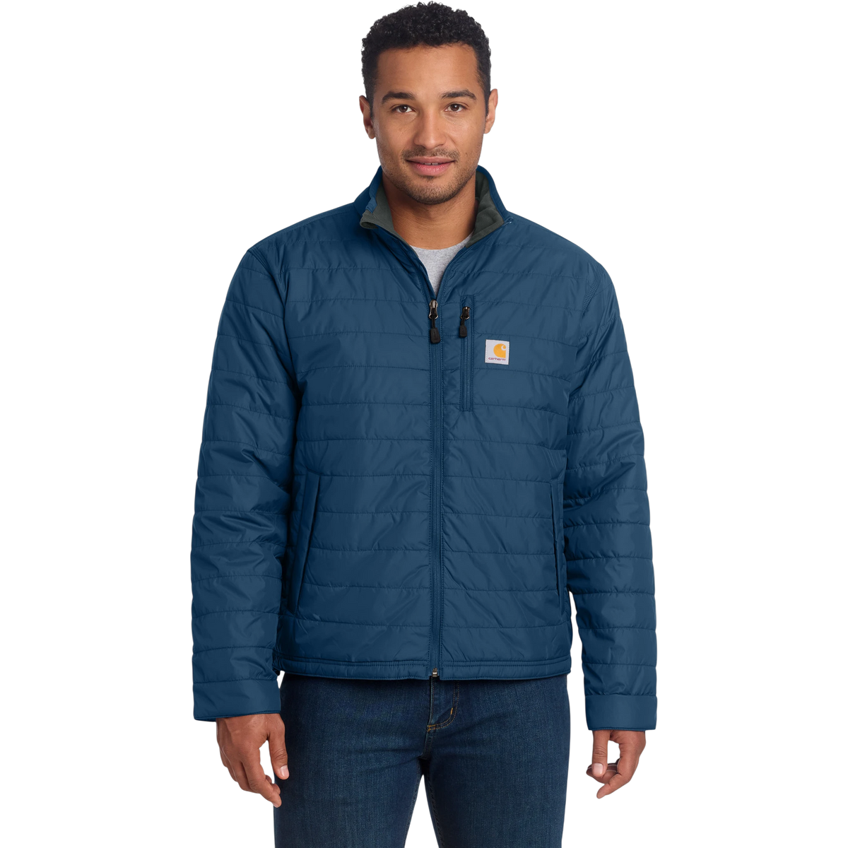 Carhartt Gilliam Jacket in Dark Blue — custom branded by Motive