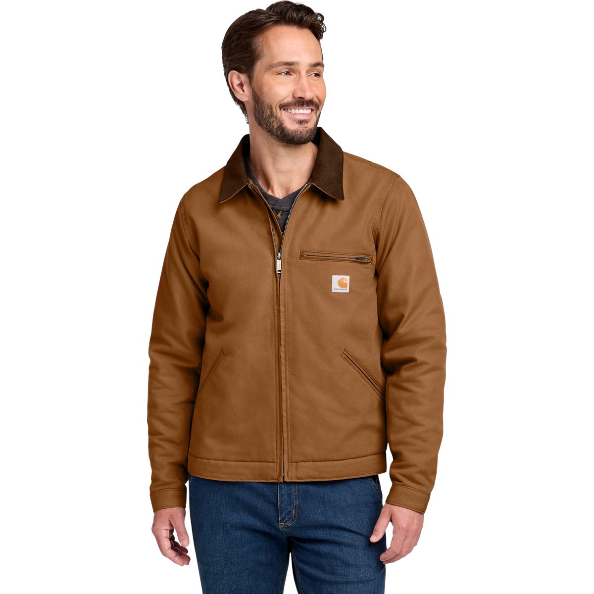 Carhartt Duck Detroit Jacket in Carhartt Brown — custom branded by Motive