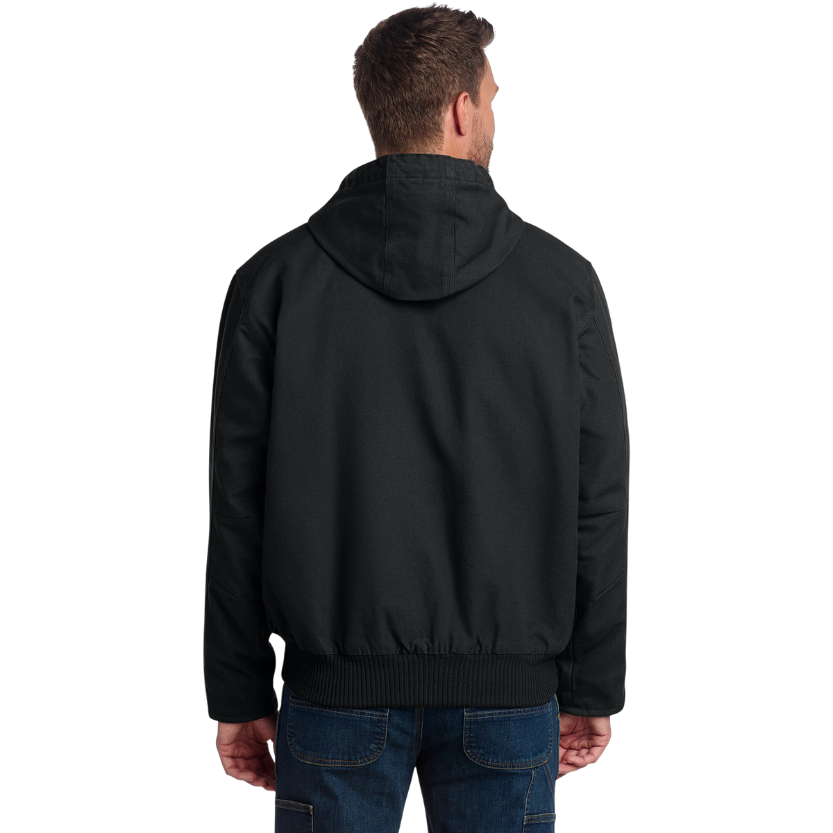 Carhartt Washed Duck Active Jac in Black — custom branded by Motive