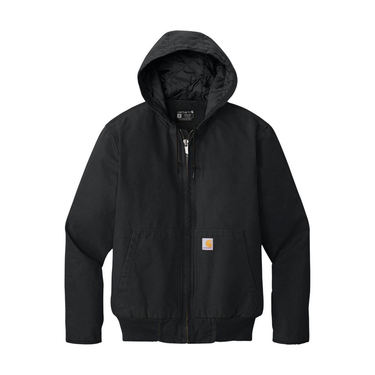 Carhartt Washed Duck Active Jac in Black — custom branded by Motive