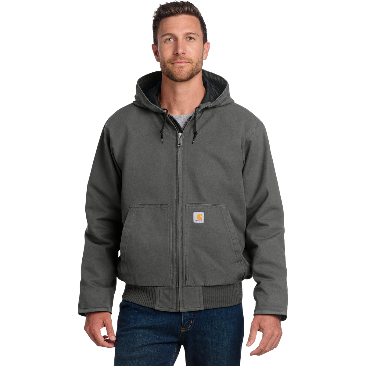 Carhartt Washed Duck Active Jac in Gravel — custom branded by Motive