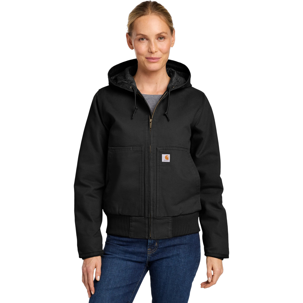 Carhartt Women's Washed Duck Active Jac in Black — custom branded by Motive