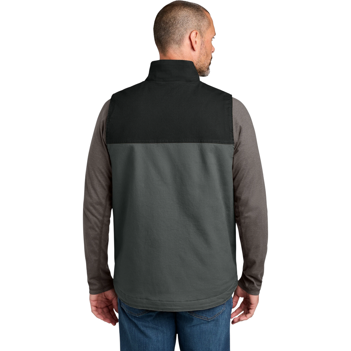Carhartt Montana Rugged Flex Duck Vest in Black/ Shadow Grey — custom branded by Motive