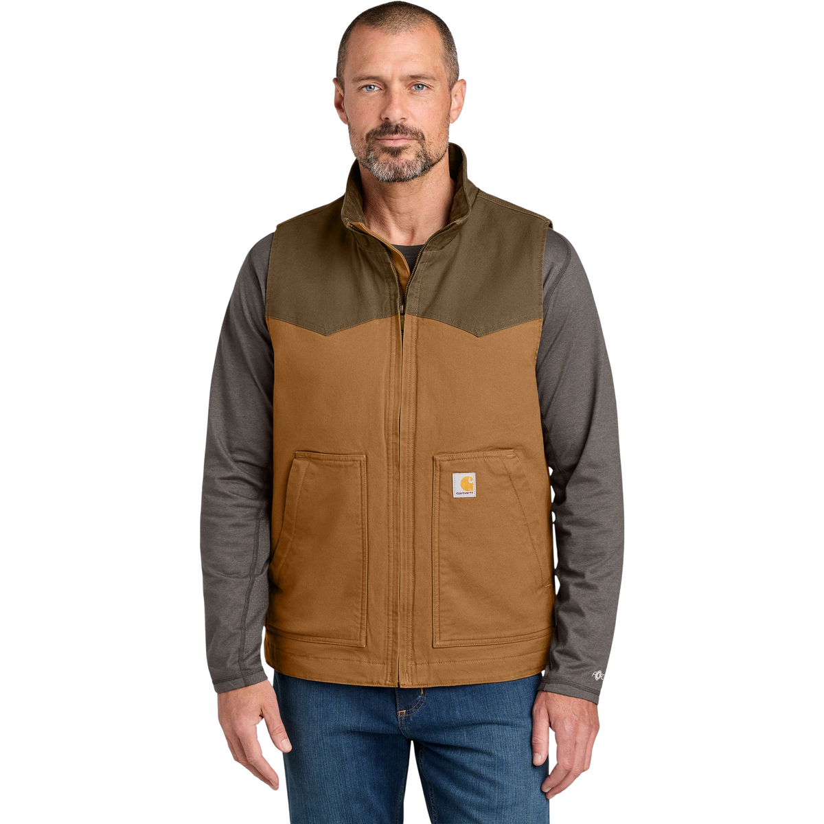 Carhartt Montana Rugged Flex Duck Vest in Carhartt Brown/ Coffee — custom branded by Motive
