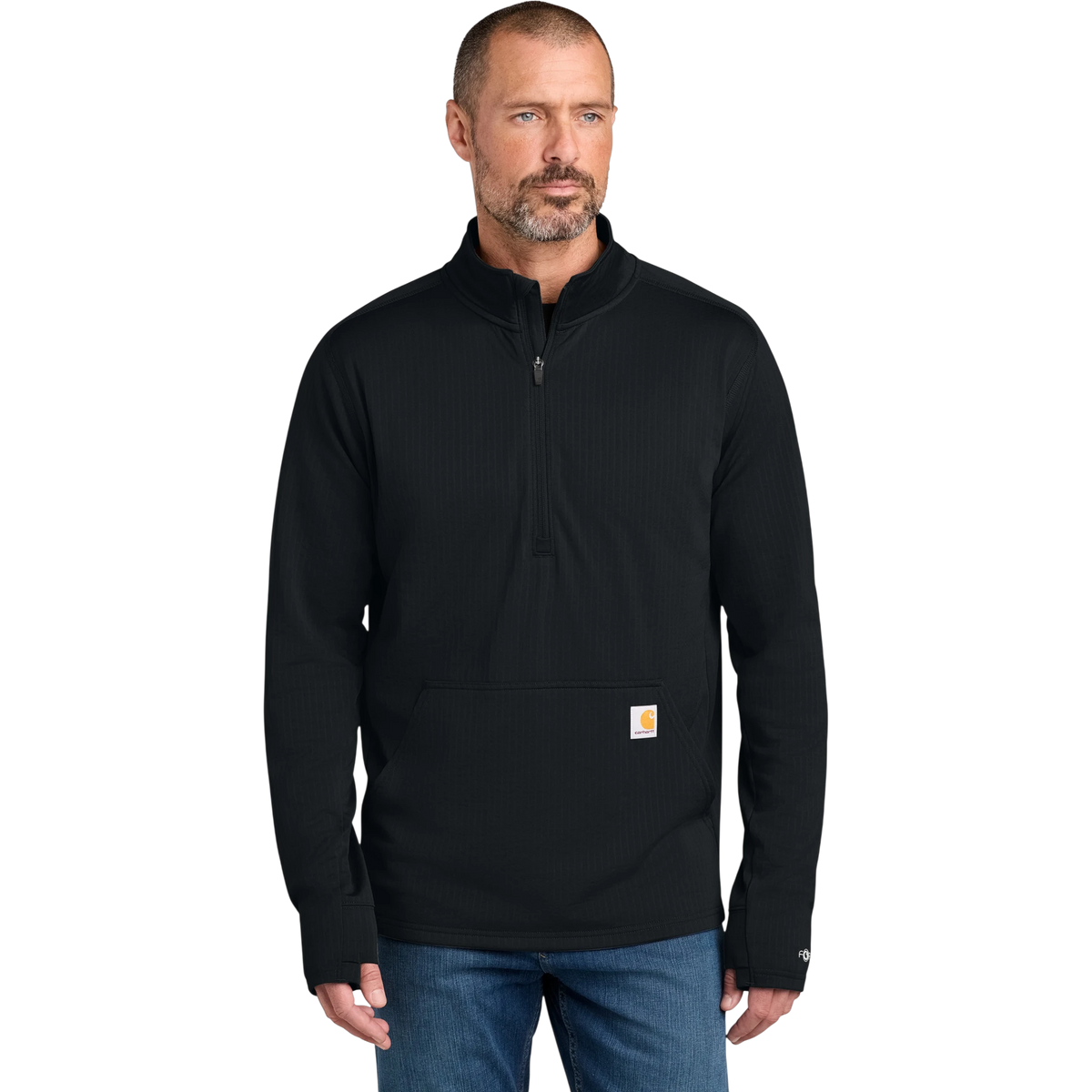 Carhartt Force 1/2-Zip Grid Fleece in Black — custom branded by Motive