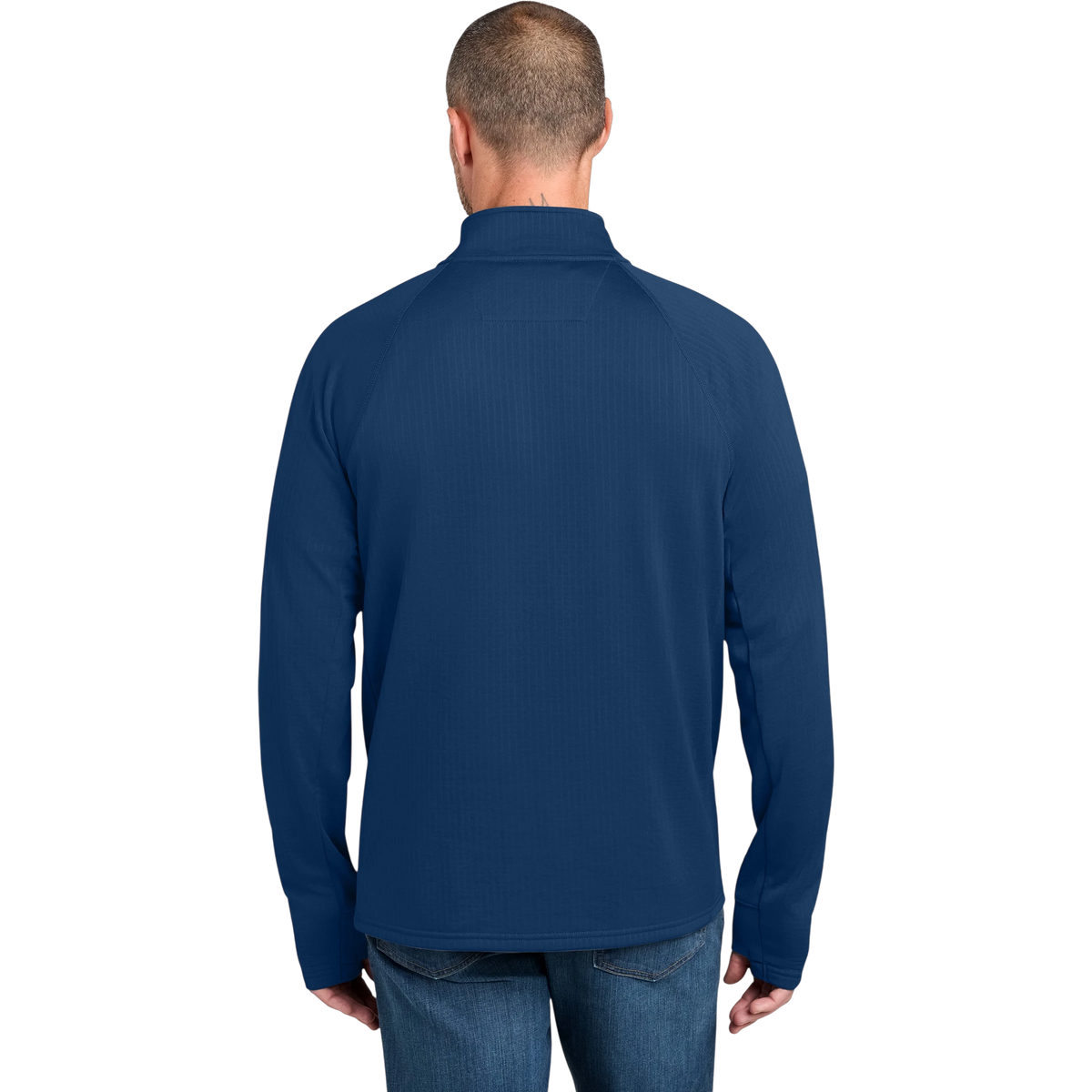 Carhartt Force 1/2-Zip Grid Fleece in Dark Cobalt Blue — custom branded by Motive