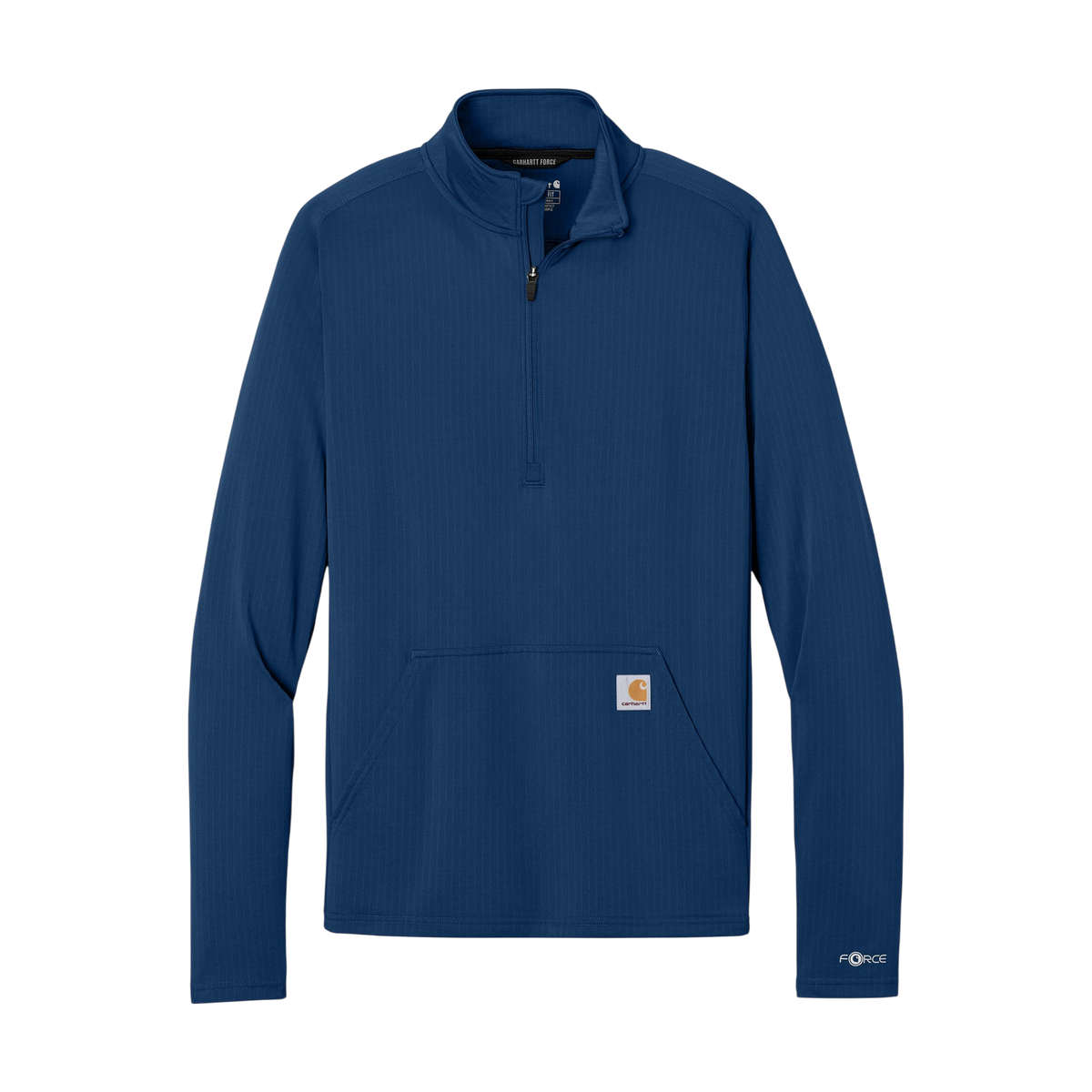 Carhartt Force 1/2-Zip Grid Fleece in Dark Cobalt Blue — custom branded by Motive