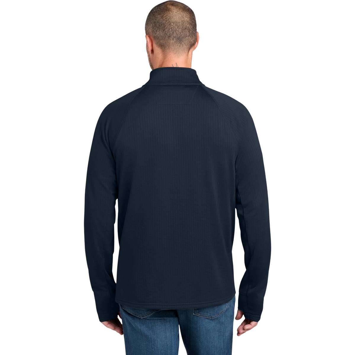 Carhartt Force 1/2-Zip Grid Fleece in Navy — custom branded by Motive