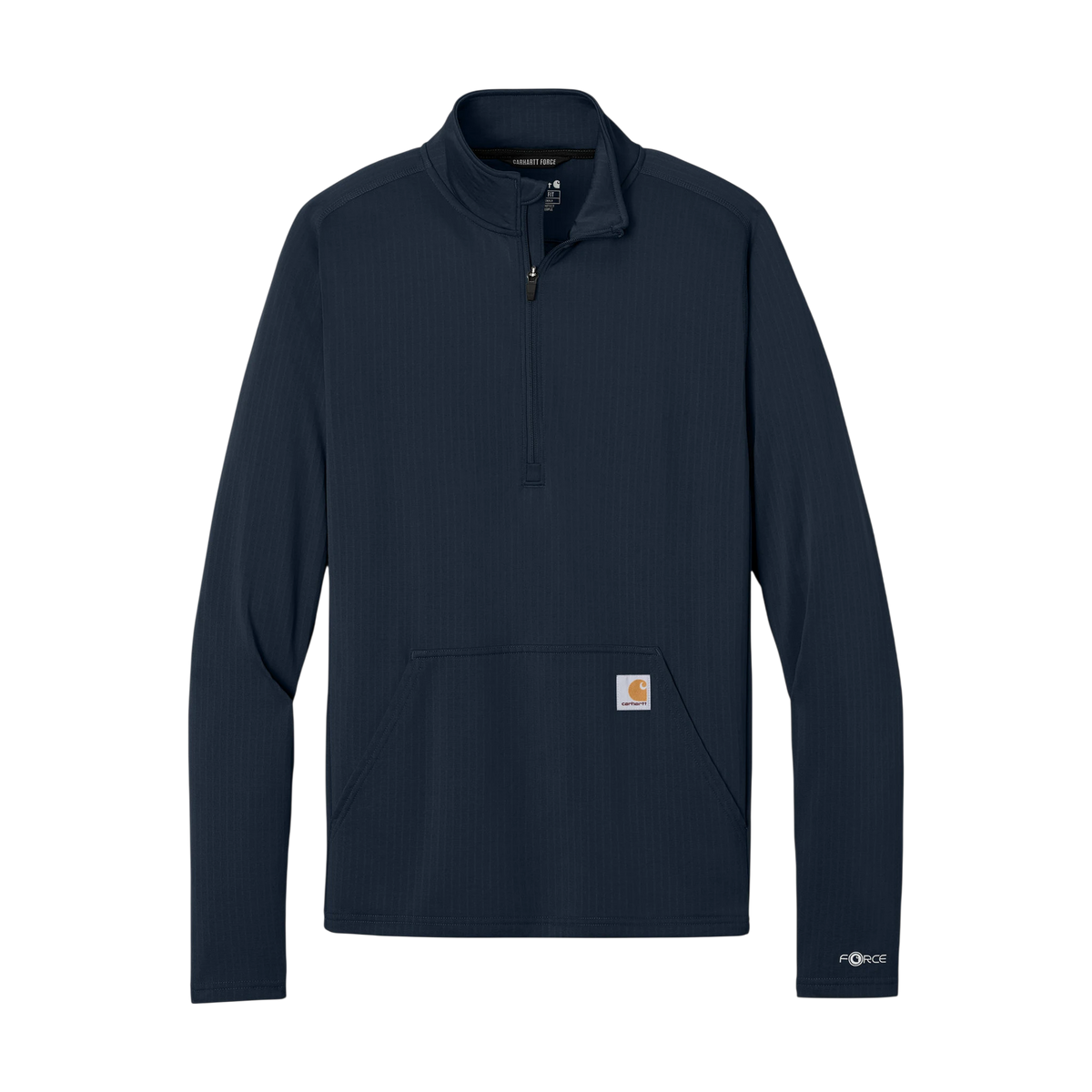 Carhartt Force 1/2-Zip Grid Fleece in Navy — custom branded by Motive