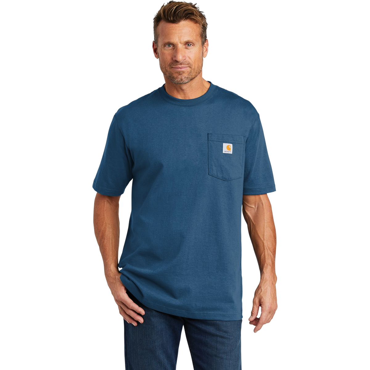 Carhartt Workwear Pocket Tee in Stream Blue — custom branded by Motive
