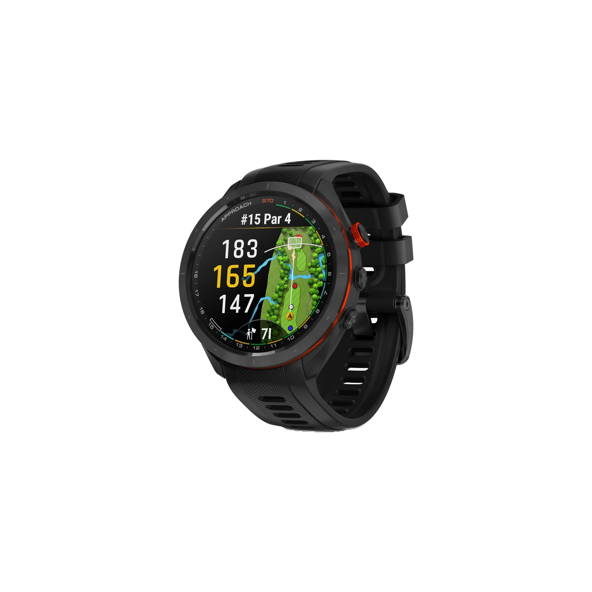 Garmin Approach S70 in Black — custom branded by Motive