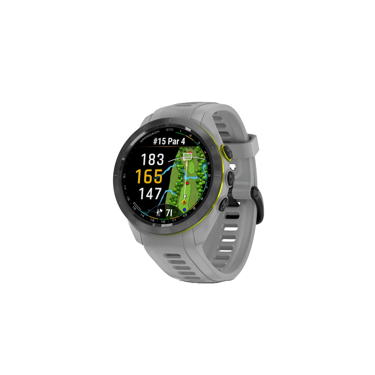 Garmin Approach S70 in Powder Gray — custom branded by Motive