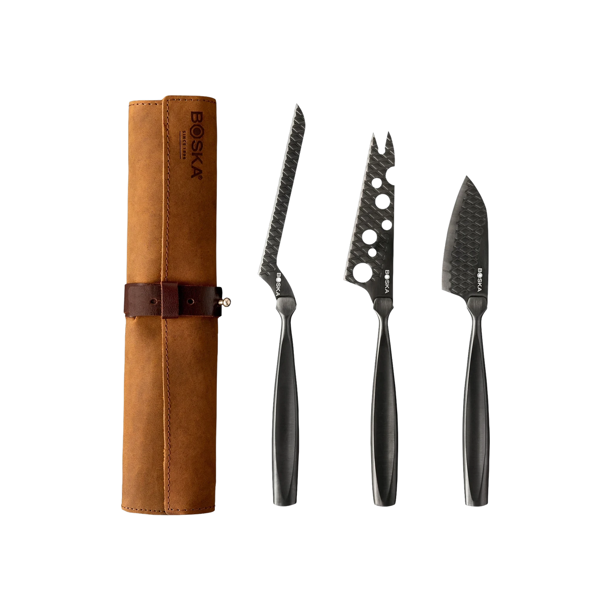 BOSKA Cheese Knife Set Monaco+ in Black — custom branded by Motive