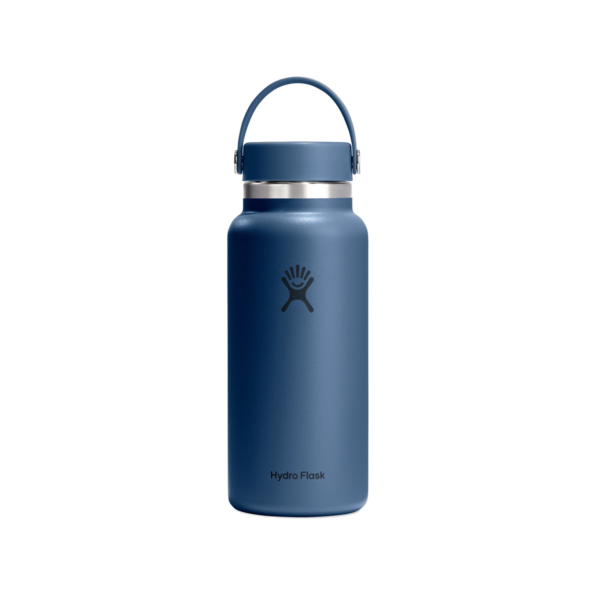 Hydro Flask Wide Mouth Bottle with Flex Cap in Harbor Blue — custom branded by Motive