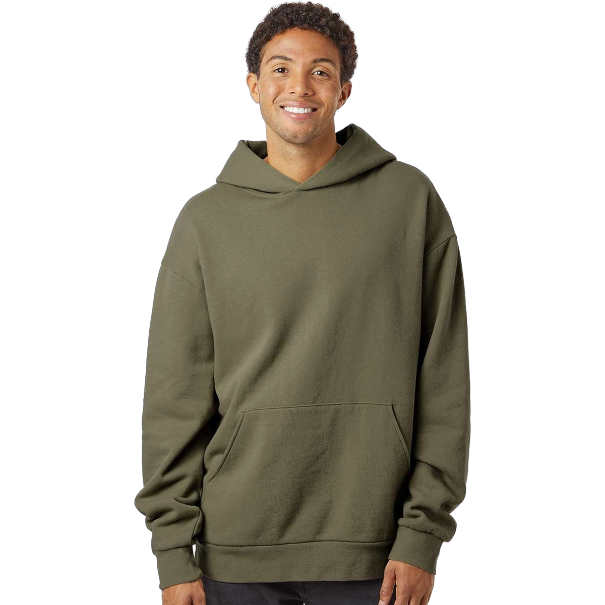 Independent Trading Co. Avenue Hoodie in Olive — custom branded by Motive