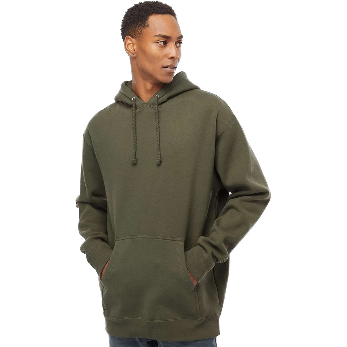 Independent Trading Co. Heavyweight Hoodie in Army — custom branded by Motive
