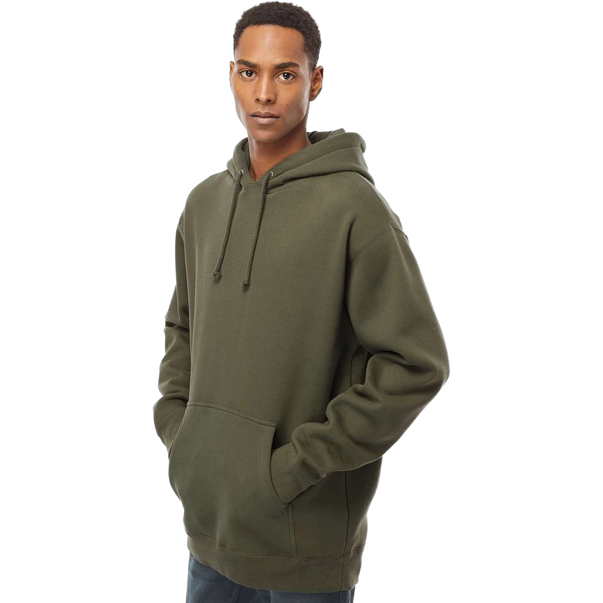 Independent Trading Co. Heavyweight Hoodie in Army — custom branded by Motive
