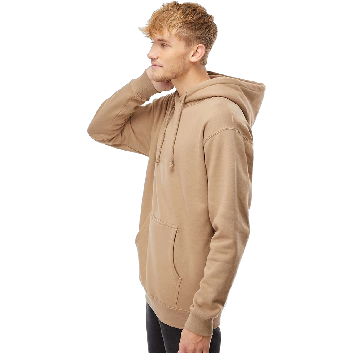 Independent Trading Co. Heavyweight Hoodie in Sandstone — custom branded by Motive