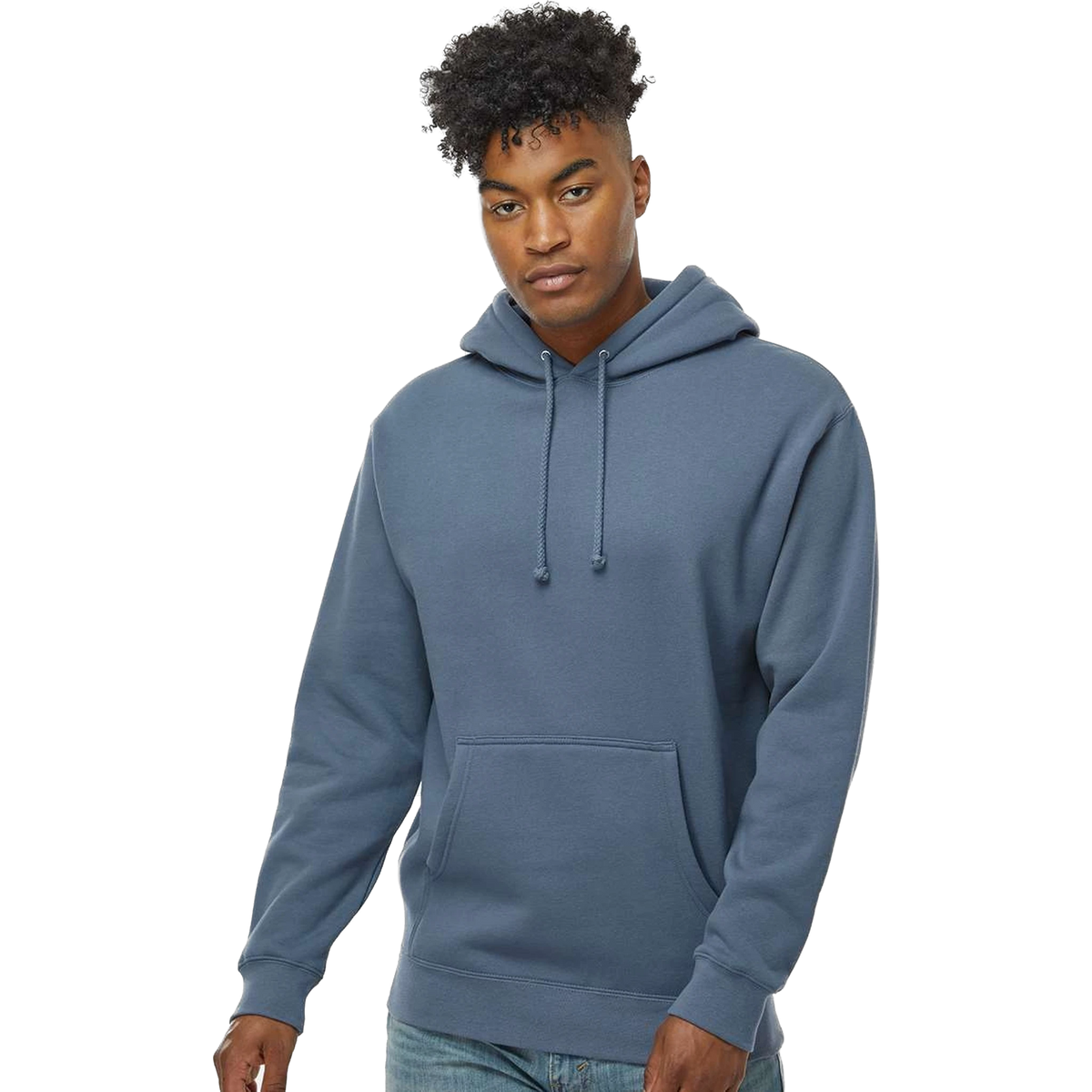 Independent Trading Co. Heavyweight Hoodie in Storm Blue — custom branded by Motive