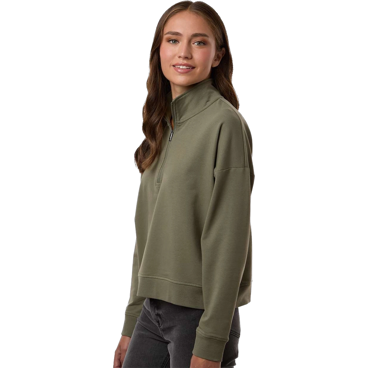 Independent Trading Co. Women's Perform Quarter-Zip in Pine — custom branded by Motive