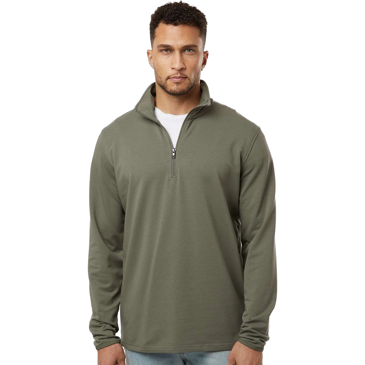 Independent Trading Co. Perform Quarter-Zip in Pine — custom branded by Motive