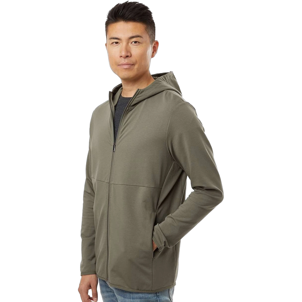 Independent Trading Co. Perform Zip Hoodie in Pine — custom branded by Motive