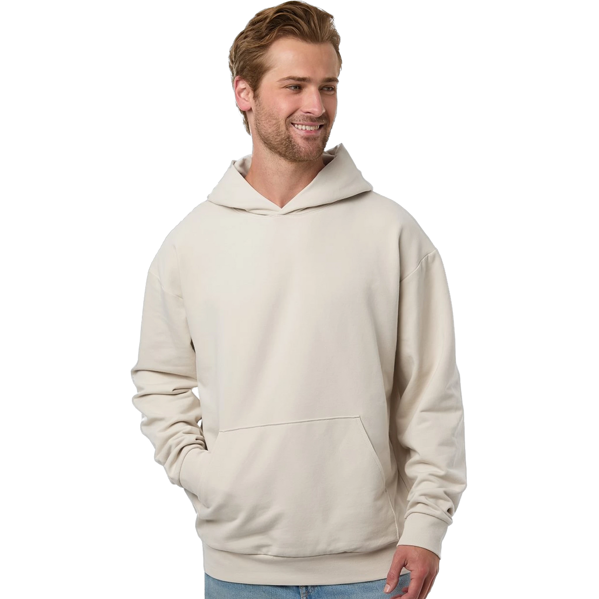 Independent Trading Co. Lux Hoodie in Ivory — custom branded by Motive