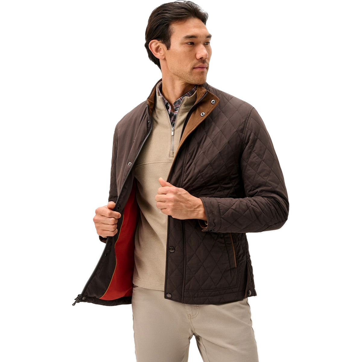johnnie-O Juno Quilted Snap Jacket in Cocoa
