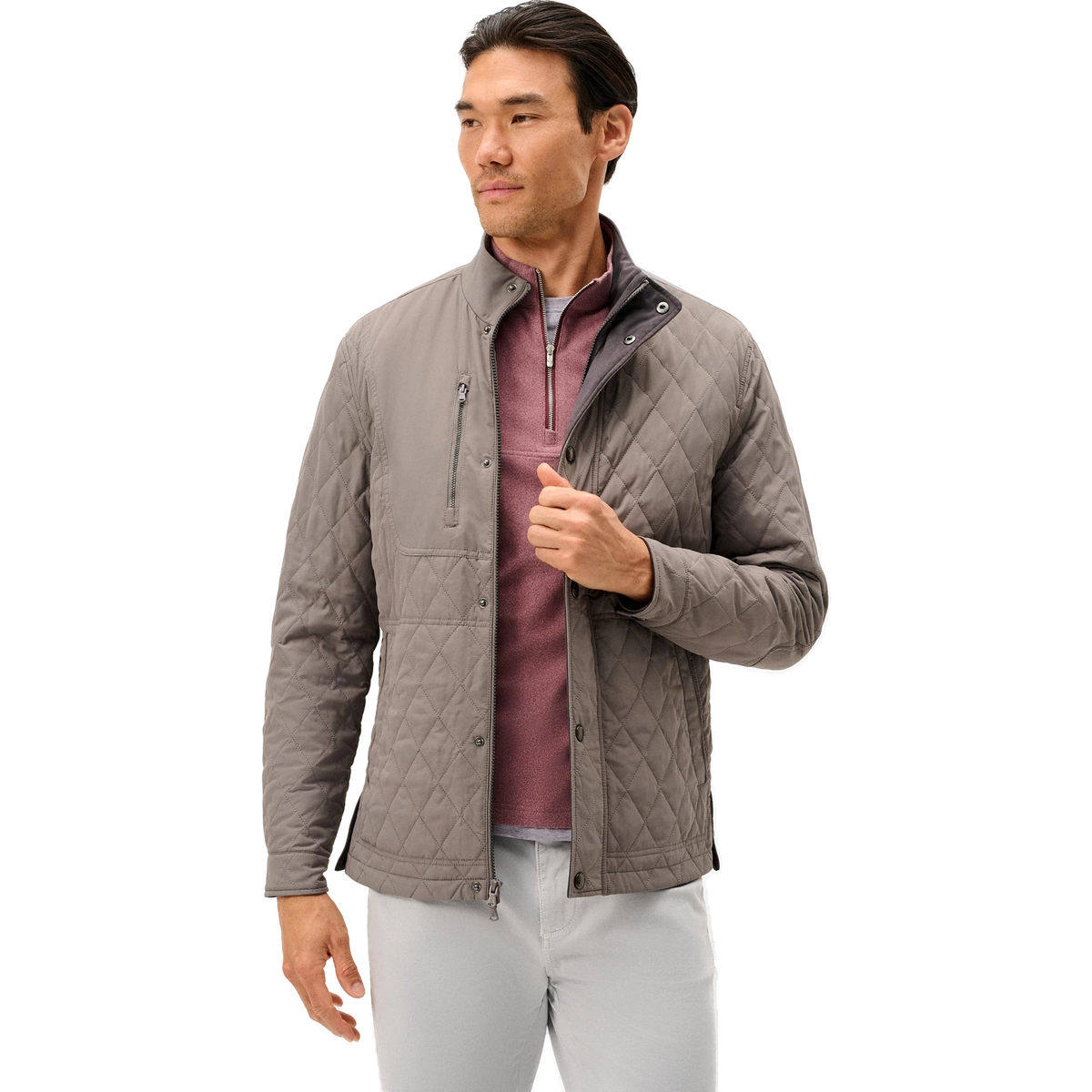 johnnie-O Juno Quilted Snap Jacket in Magnesium