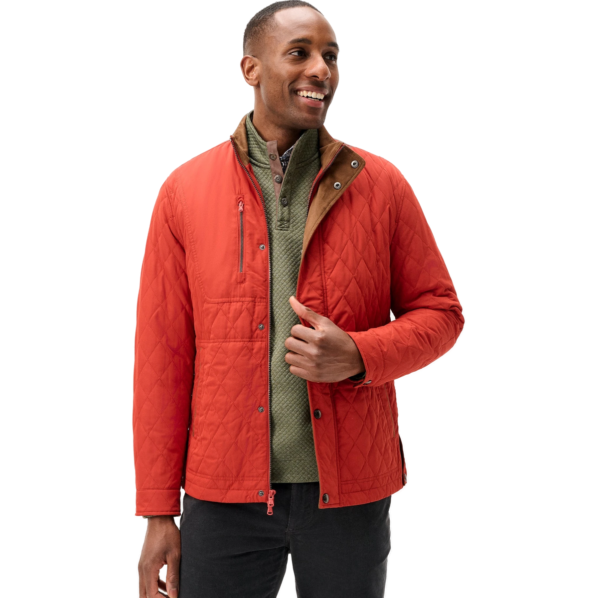 johnnie-O Juno Quilted Snap Jacket in Rossa