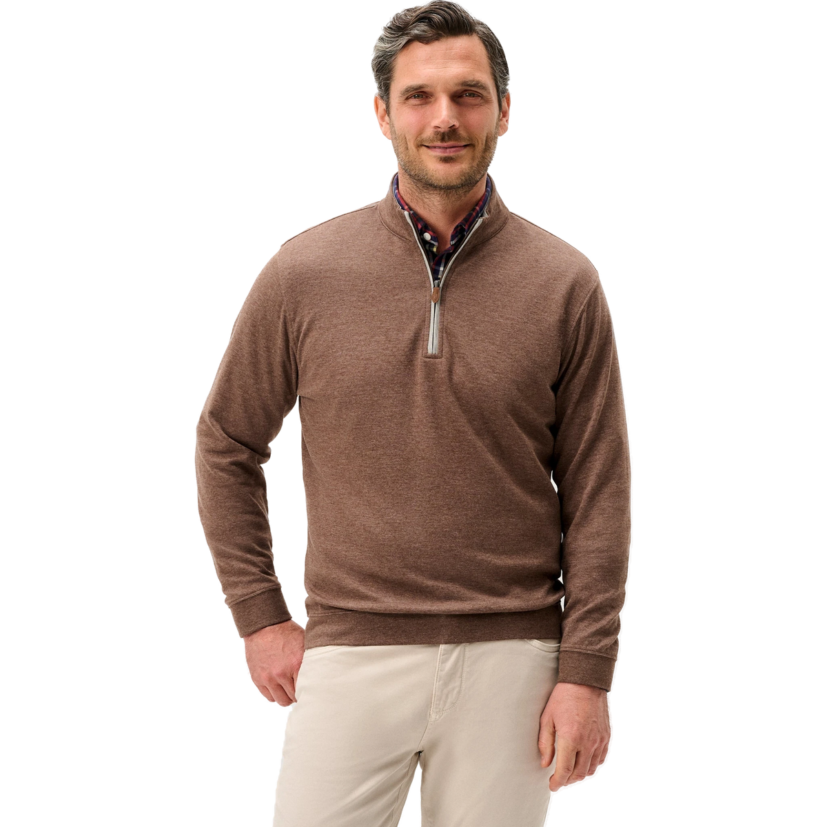 johnnie-O Sully 1/4 Zip Pullover in Grizzly