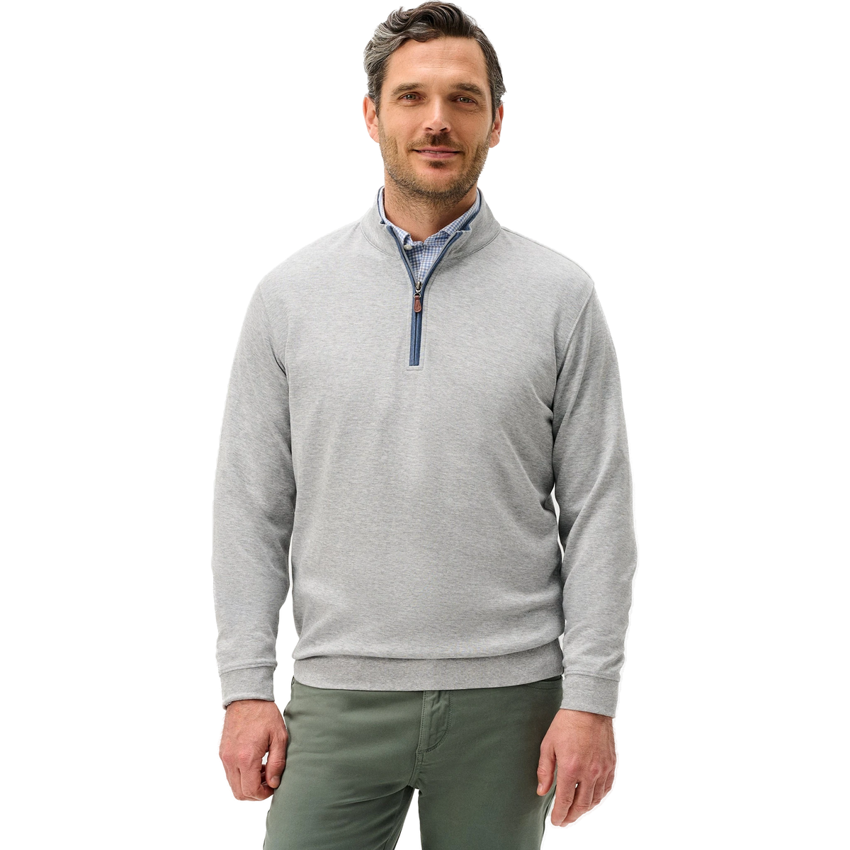 johnnie-O Sully 1/4 Zip Pullover in Light Gray