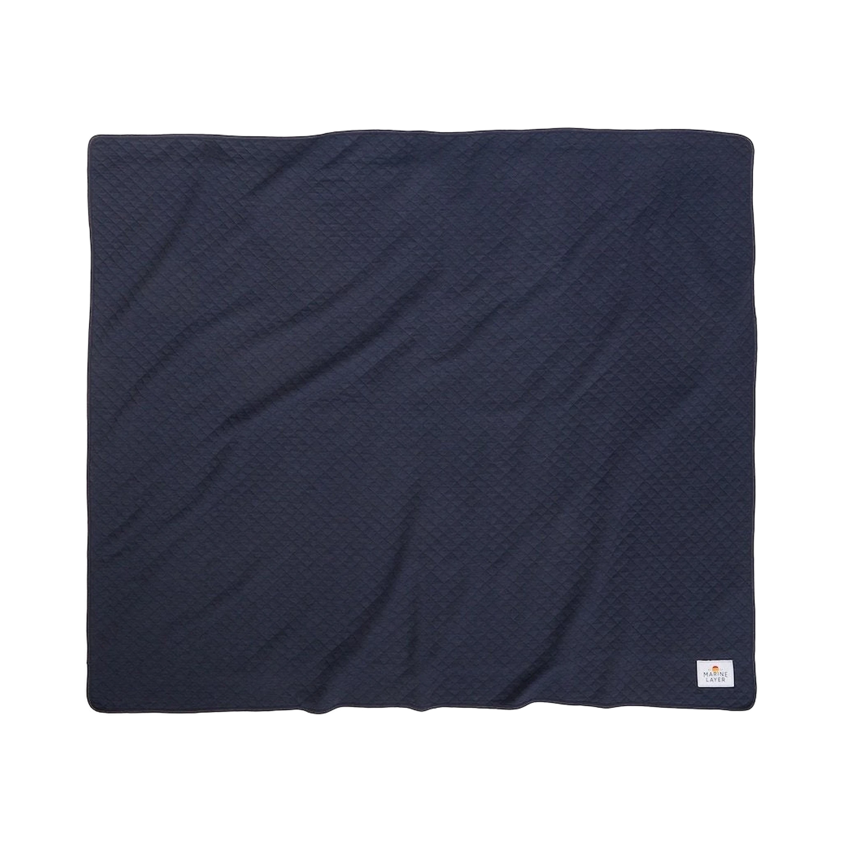 Marine Layer Corbet Blanket in Navy Heather — custom branded by Motive